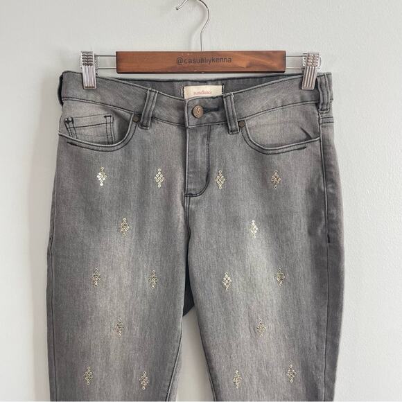 Sundance | Women’s Primrose Party Jeans Charcoal Grey Washed Sequins Glitter 27 - Picture 3 of 11
